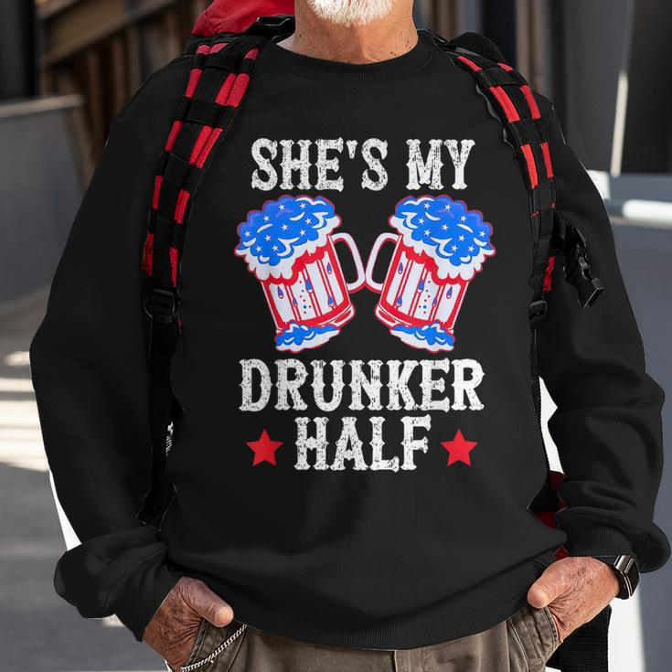 4Th Of July Matching Couple Shes Is My Drunker Half Sweatshirt Gifts for Old Men