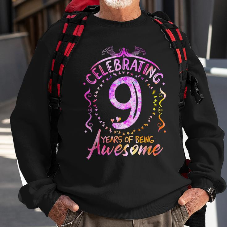 9 Years Of Being Awesome 9 Year Old Birthday Kid Girl Sweatshirt Gifts for Old Men