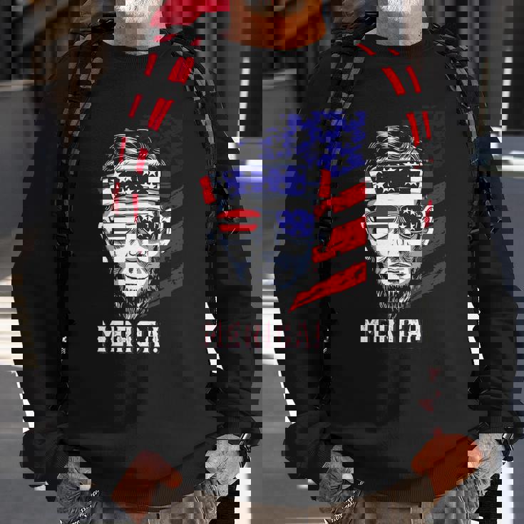 Abraham Lincoln 4Th Of July Merica Men Women American Flag Sweatshirt Gifts for Old Men