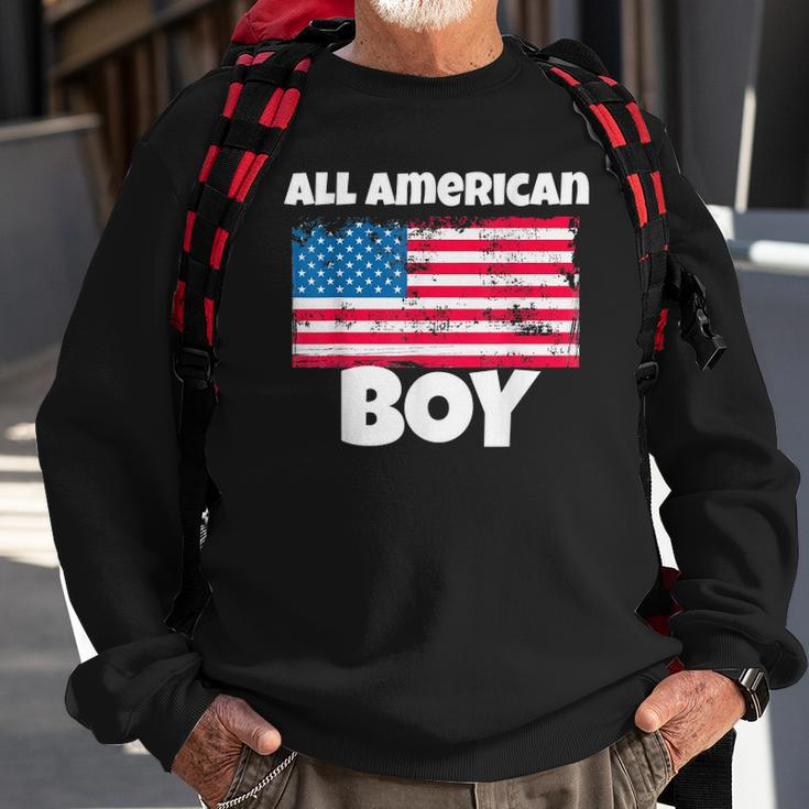 All American Boy Usa Flag Distressed 4Th Of July Sweatshirt Gifts for Old Men