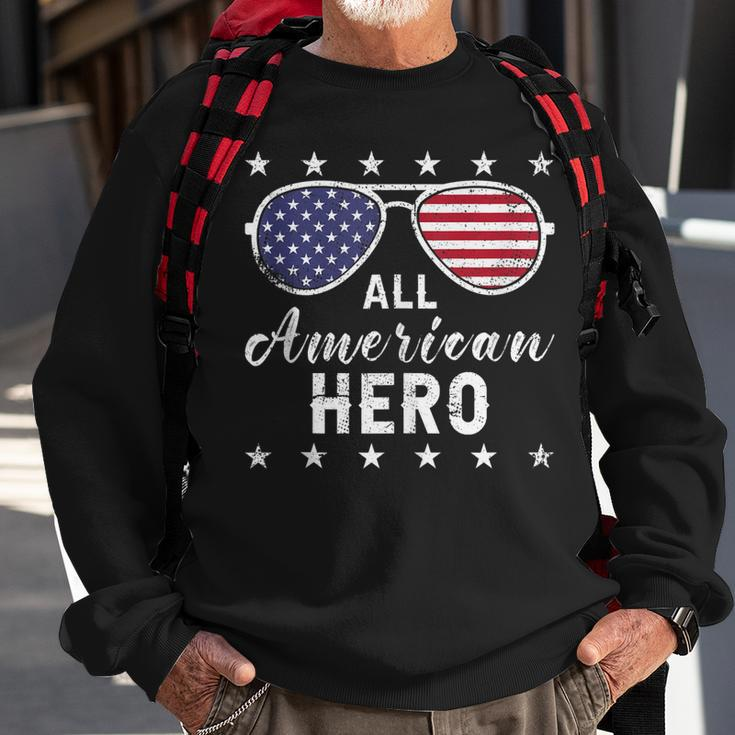 All American Hero Dad 4Th Of July Sunglasses Fathers Day Sweatshirt Gifts for Old Men