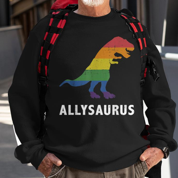 Allysaurus Dinosaur In Rainbow Flag For Ally Lgbt Pride Sweatshirt Gifts for Old Men