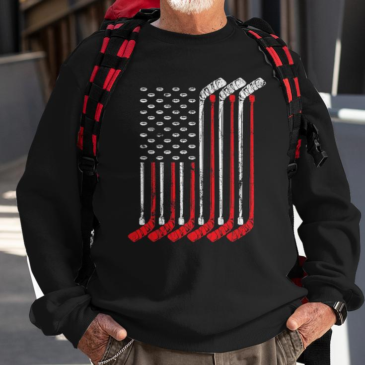 American Flag Vintage Retro Ice Hockey Gift Sports Patriot Sweatshirt Gifts for Old Men