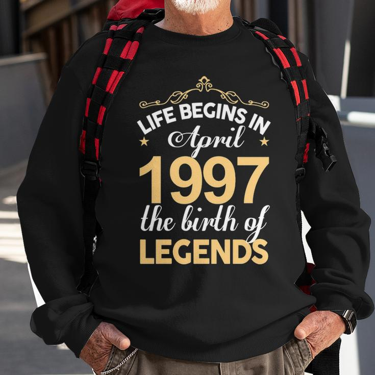 April 1997 Birthday Life Begins In April 1997 V2 Sweatshirt Gifts for Old Men