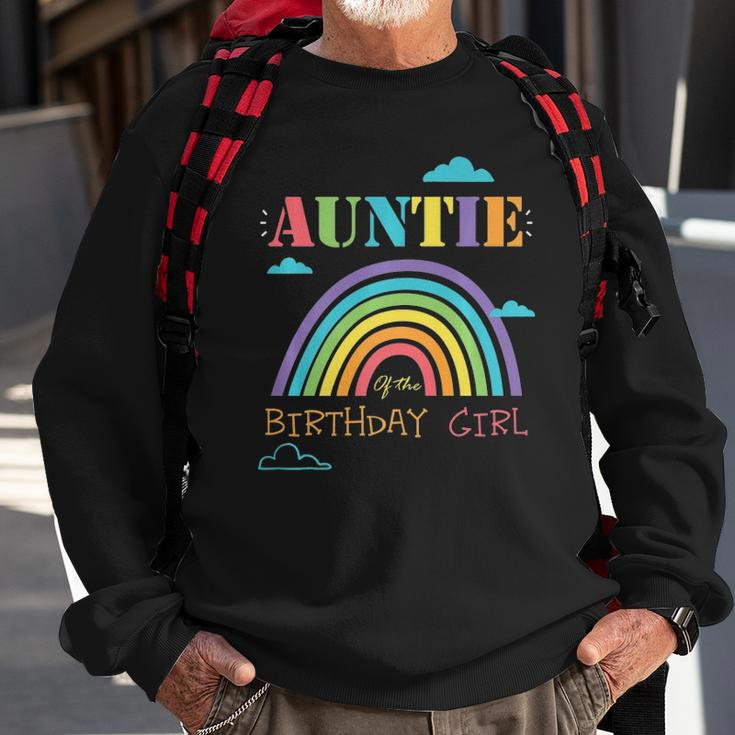 Auntie Of The Birthday Girl Rainbow Theme Matching Family Sweatshirt Gifts for Old Men