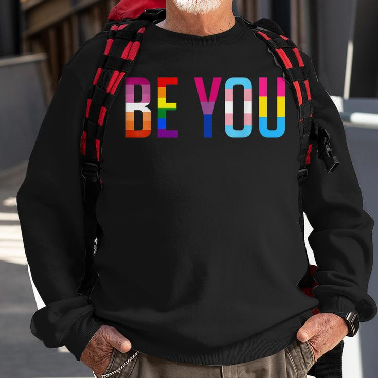 Be You Lgbt Flag Gay Pride Month Transgender Rainbow Lesbian Sweatshirt Gifts for Old Men