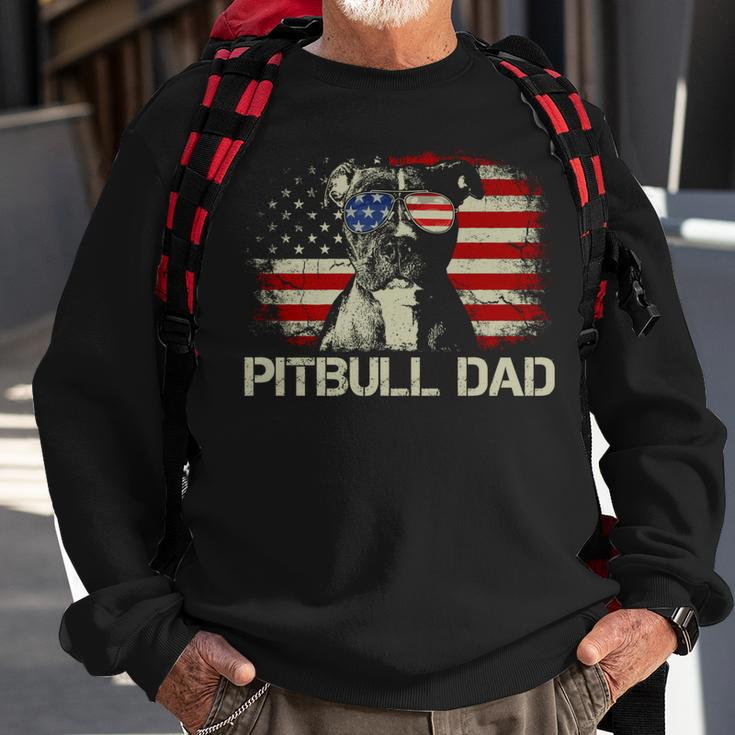 Best Pitbull Dad Ever American Flag 4Th Of July Gift V2 Sweatshirt Gifts for Old Men