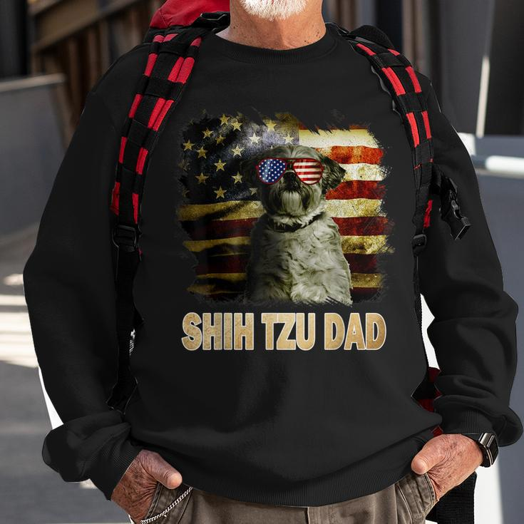 Best Shih Tzu Dad Ever American Flag 4Th Of July Dog Lover Sweatshirt Gifts for Old Men