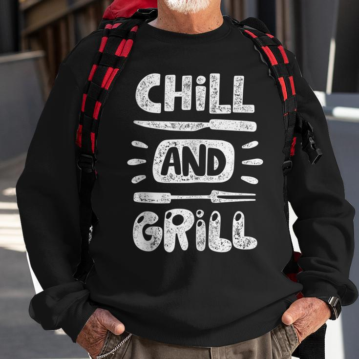 Birthday Gift For Him Husband Dad Grandpa Chill And Grill Sweatshirt Gifts for Old Men