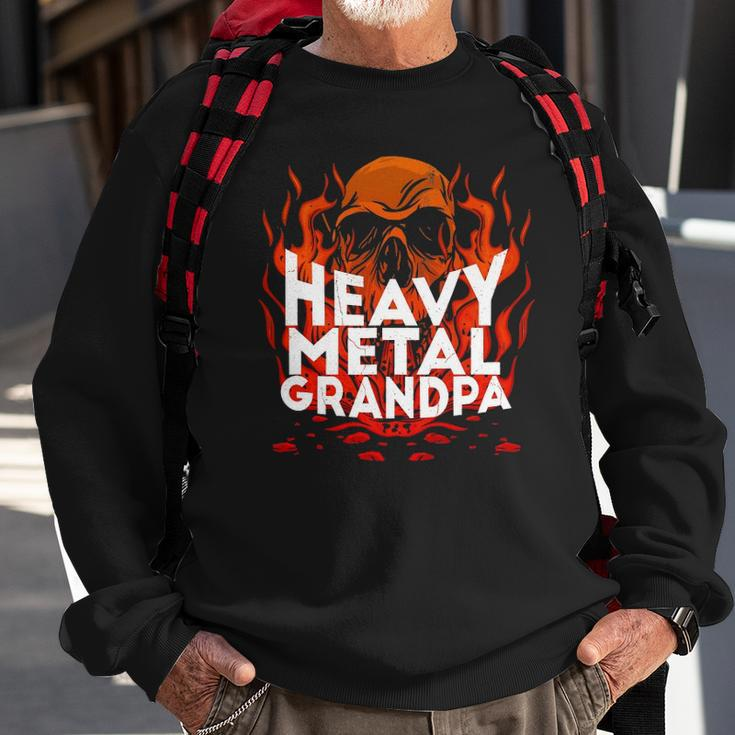 Brutal Heavy Metal Crew Heavy Metal Grandpa Skull On Flames Sweatshirt Gifts for Old Men