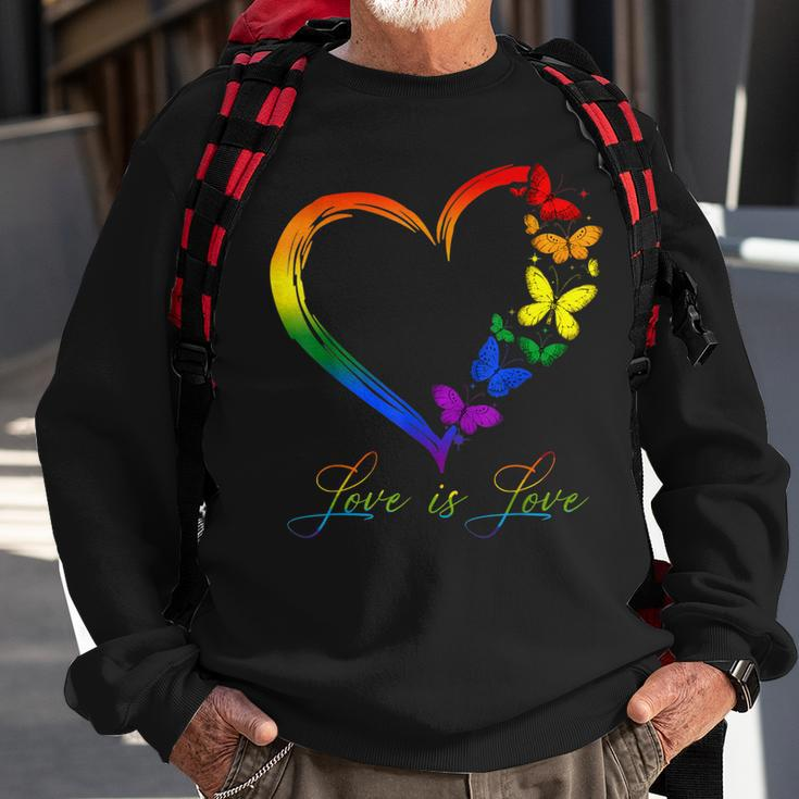 Butterfly Heart Rainbow Love Is Love Lgbt Gay Lesbian Pride Sweatshirt Gifts for Old Men