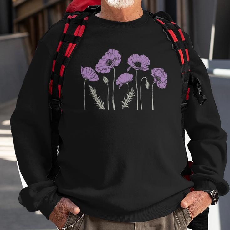 Casual Purple Poppy Flowers Graphic For Women Sweatshirt Gifts for Old Men