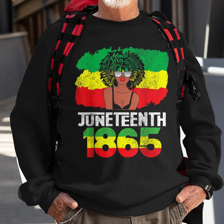 Celebrate Juneteenth Messy Bun Black Women 1865 Sweatshirt Gifts for Old Men