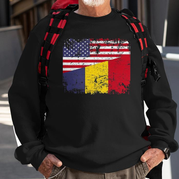 Chadian Roots Half American Flag Usa Chad Flag Sweatshirt Gifts for Old Men