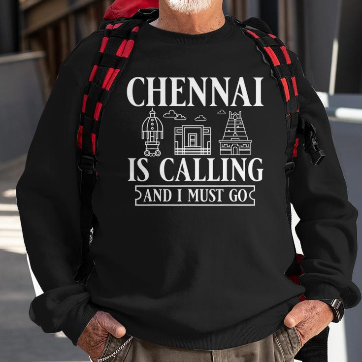 Chennai India City Skyline Map Travel Sweatshirt Gifts for Old Men