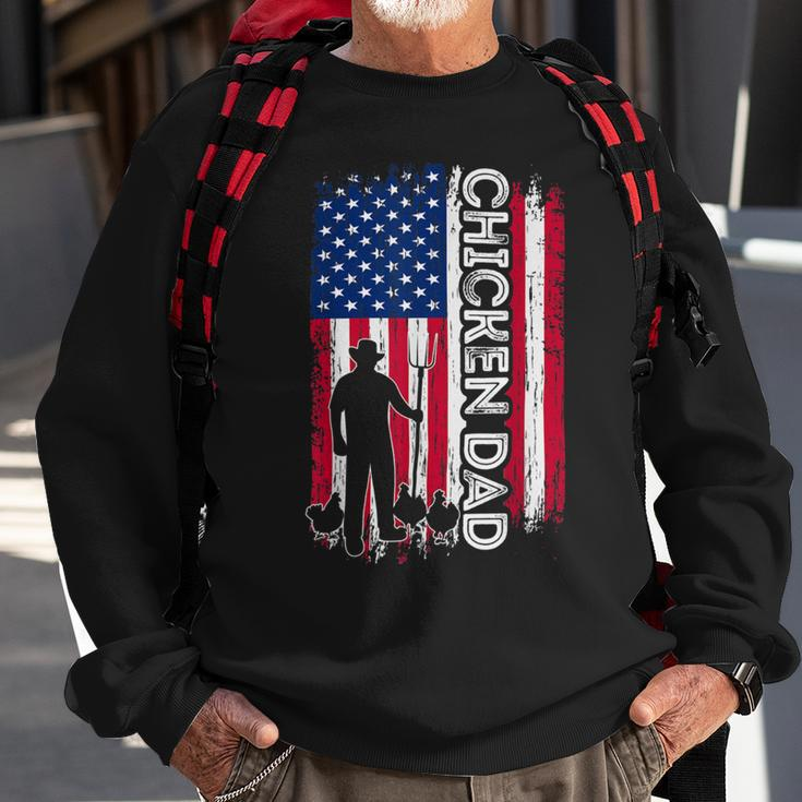 Chicken Chicken Chicken Dad American Flag Poultry Farmer Dad Fathers Day Sweatshirt Gifts for Old Men