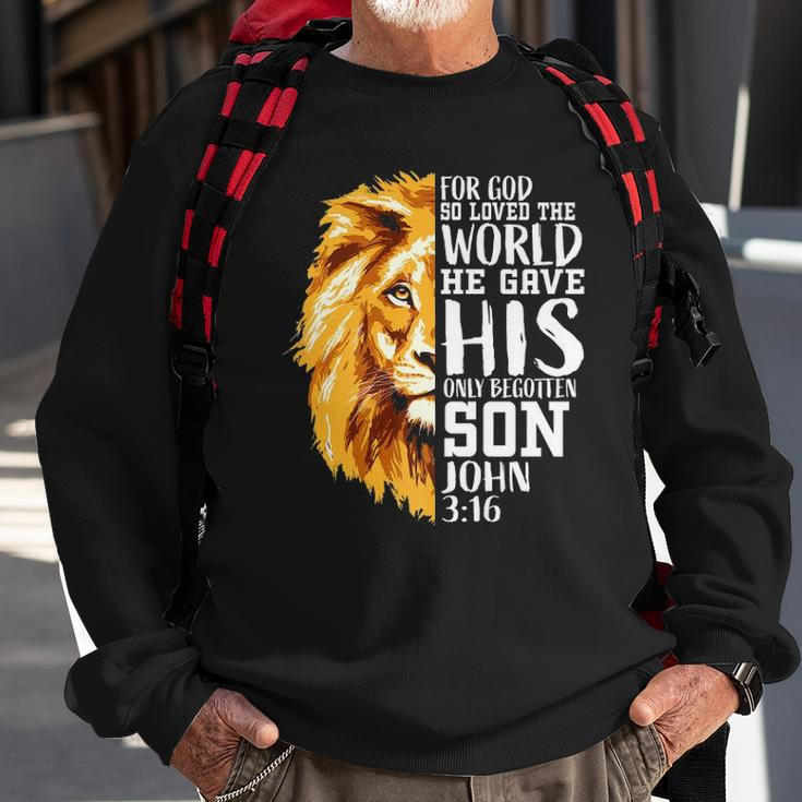 Christian Gifts For Men Lion Of Judah Graphic God John 316 Sweatshirt Gifts for Old Men