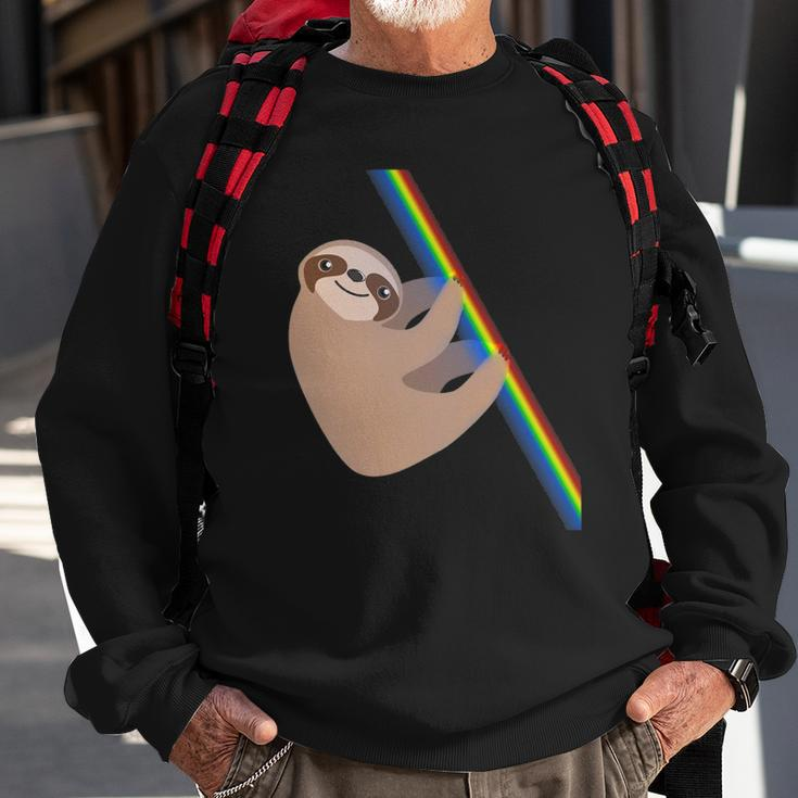 Cute Sloth Design - New Sloth Climbing A Rainbow Sweatshirt Gifts for Old Men