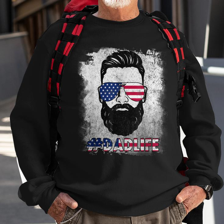 Dad Life Beard Sunglasses Usa Flag Fathers Day 4Th Of July Sweatshirt Gifts for Old Men