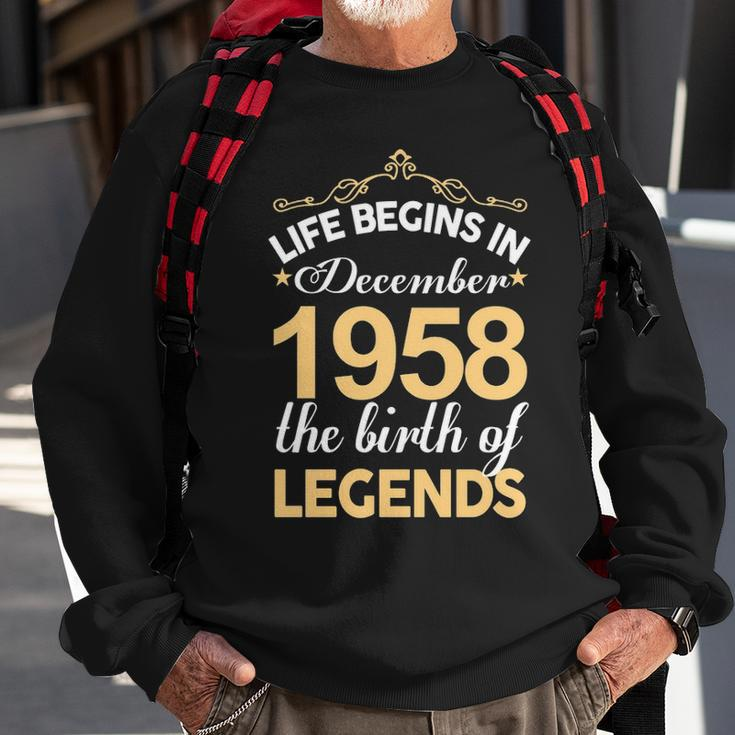 December 1958 Birthday Life Begins In December 1958 V2 Sweatshirt Gifts for Old Men