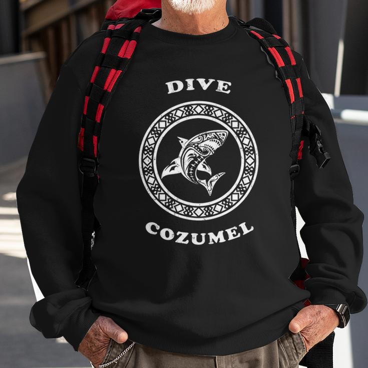 Dive Cozumel Vintage Tribal Shark Vacation Diving Gift Sweatshirt Gifts for Old Men