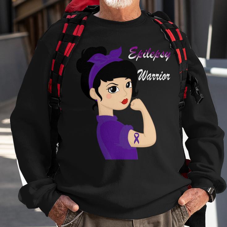 Epilepsy Warrior Strong Women Purple Ribbon Epilepsy Epilepsy Awareness V2 Sweatshirt Gifts for Old Men