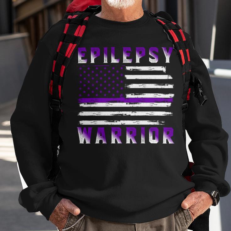 Epilepsy Warrior Usa Flag United States Flag Epilepsy Epilepsy Awareness Sweatshirt Gifts for Old Men