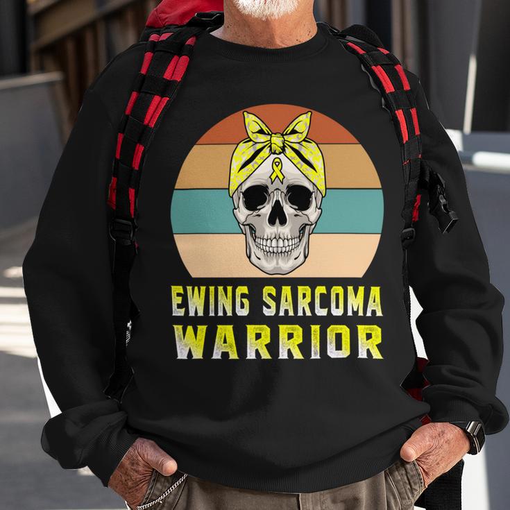 Ewings Sarcoma Warrior Skull Women Vintage Yellow Ribbon Ewings Sarcoma Ewings Sarcoma Awareness V2 Sweatshirt Gifts for Old Men