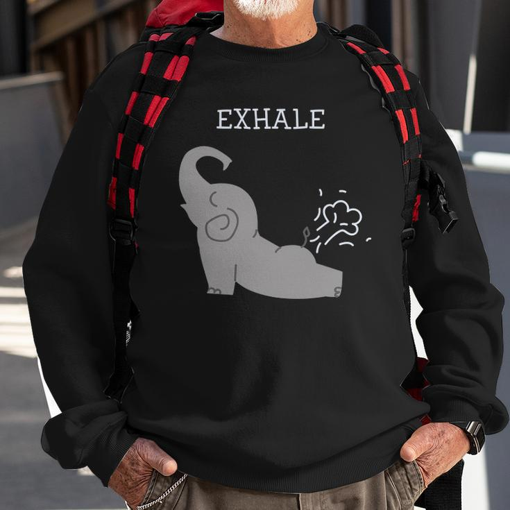 Exhale Elephant Fart Yoga Funny Sweatshirt Gifts for Old Men