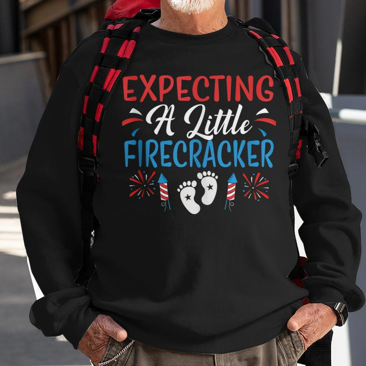 Expecting A Little Firecracker 4Th Of July Pregnancy Baby Sweatshirt Gifts for Old Men