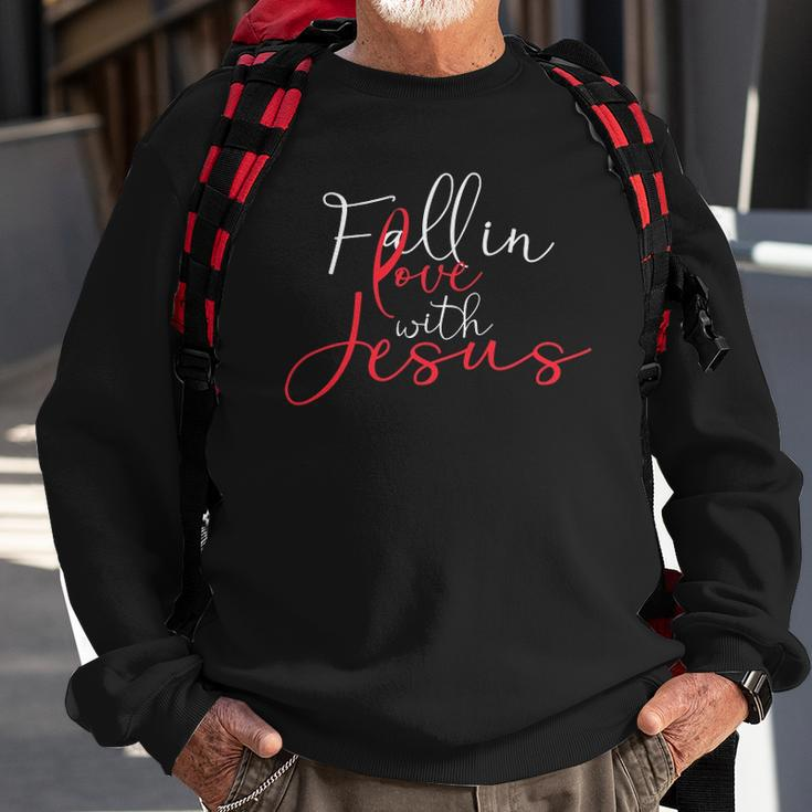 Fall In Love With Jesus Religious Prayer Believer Bible Gift Sweatshirt Gifts for Old Men