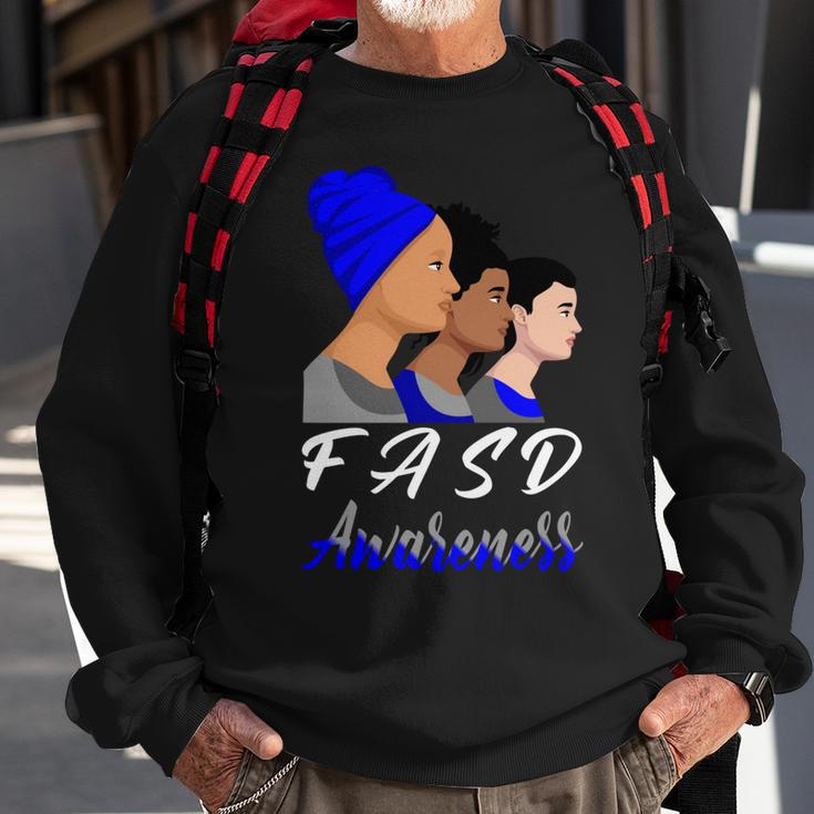 Fasd Awareness Blue And Grey Women Fetal Alcohol Spectrum Disorder Fetal Alcohol Spectrum Disorder Awareness Sweatshirt Gifts for Old Men