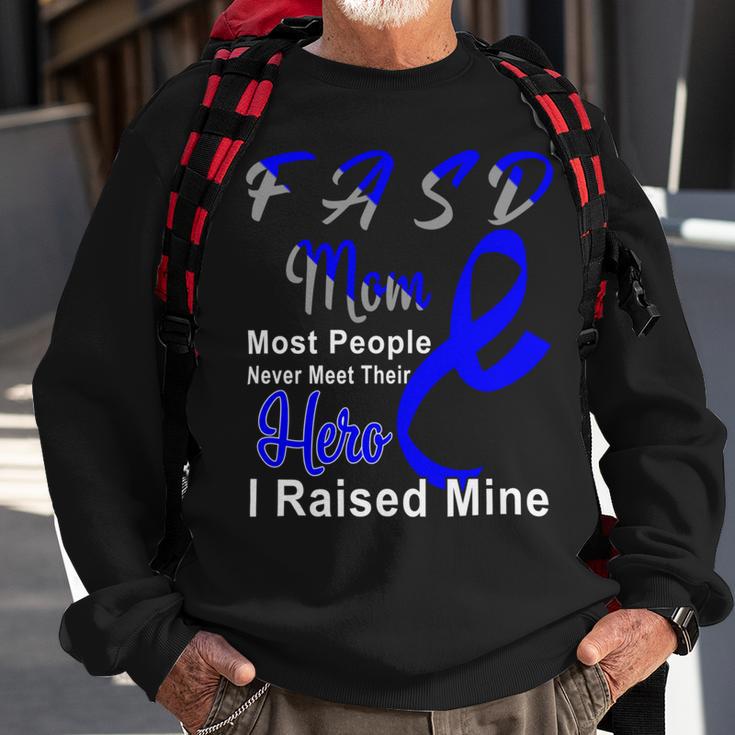 Fasd Mom Most People Never Meet Their Hero I Raised Mine Blue And Grey Ribbon Fetal Alcohol Spectrum Disorder Fetal Alcohol Spectrum Disorder Awareness Sweatshirt Gifts for Old Men