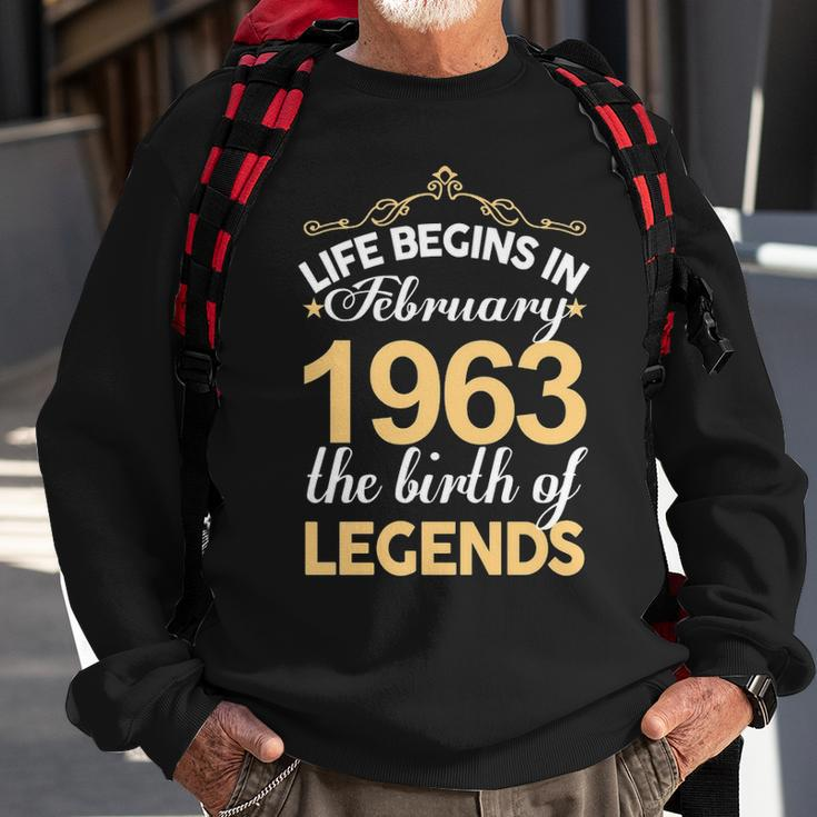 February 1963 Birthday Life Begins In February 1963 V2 Sweatshirt Gifts for Old Men