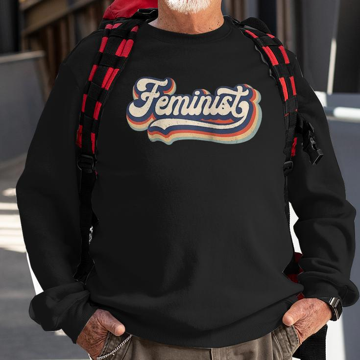 Feminist - Retro 70S Vintage Rainbow - Feminism Gift Raglan Baseball Tee Sweatshirt Gifts for Old Men