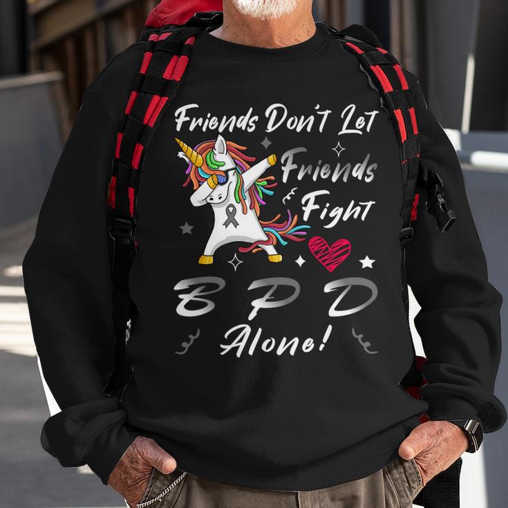 Friends Dont Let Friends Fight Borderline Personality Disorder Bpd Alone Unicorn Grey Ribbon Borderline Personality Disorder Bpd Awareness Sweatshirt Gifts for Old Men