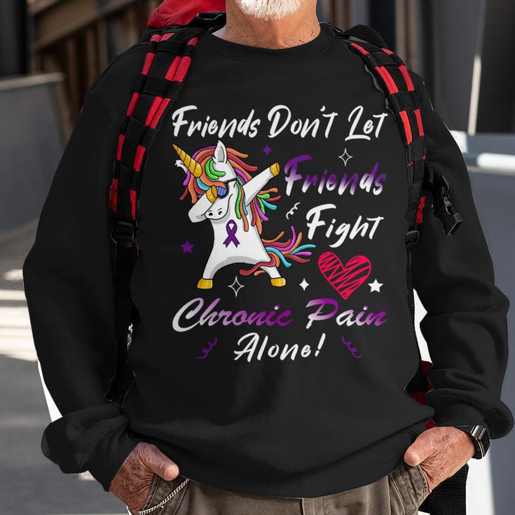 Friends Dont Let Friends Fight Chronic Pain Alone Unicorn Purple Ribbon Chronic Pain Support Chronic Pain Awareness Sweatshirt Gifts for Old Men