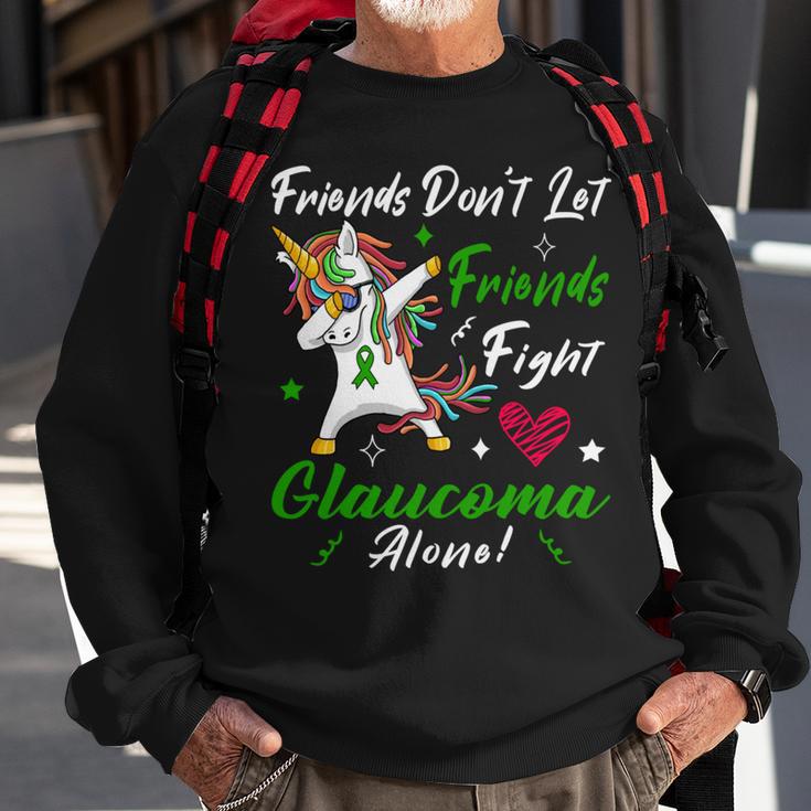 Friends Dont Let Friends Fight Glaucoma Alone Unicorn Green Ribbon Glaucoma Glaucoma Awareness Sweatshirt Gifts for Old Men