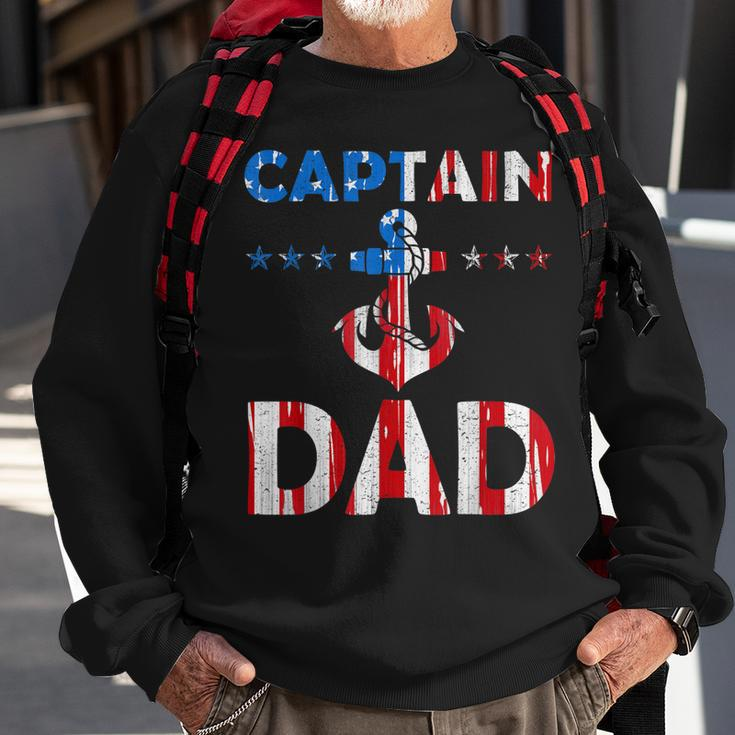 Funny Captain Dad Boat Owner American Flag 4Th Of July Sweatshirt Gifts for Old Men