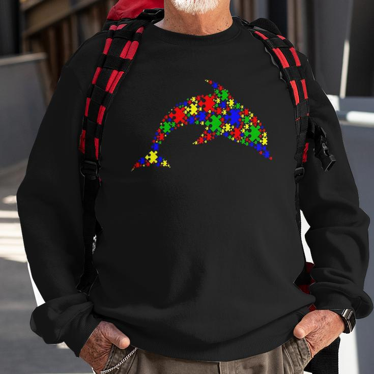 Funny Dolphin Puzzle Animals Lover Autism Awareness Sweatshirt Gifts for Old Men