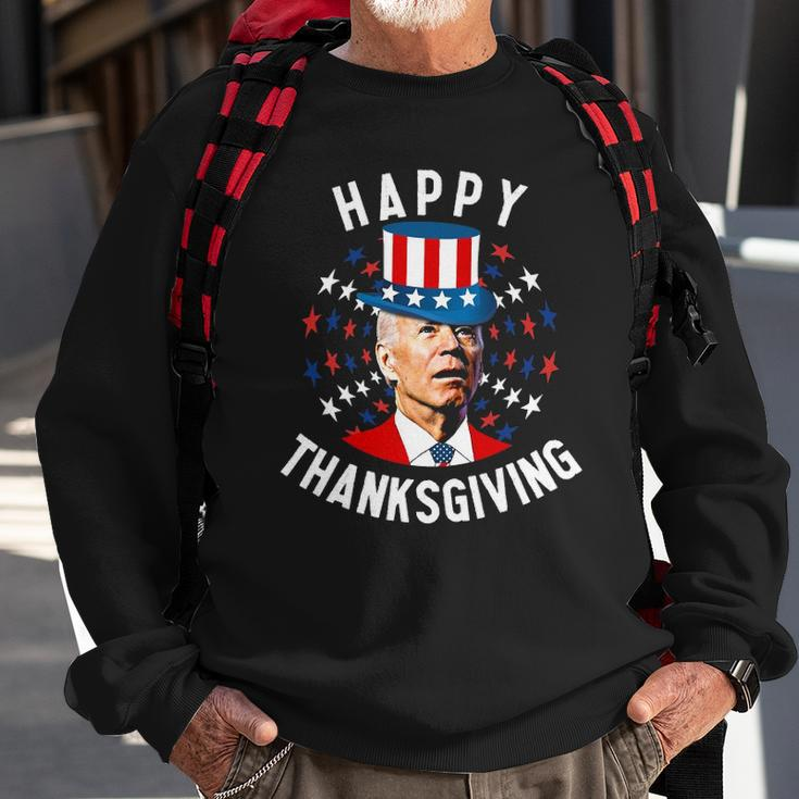 Funny Joe Biden Happy Thanksgiving For Fourth Of July Red White Blue Star Sweatshirt Gifts for Old Men