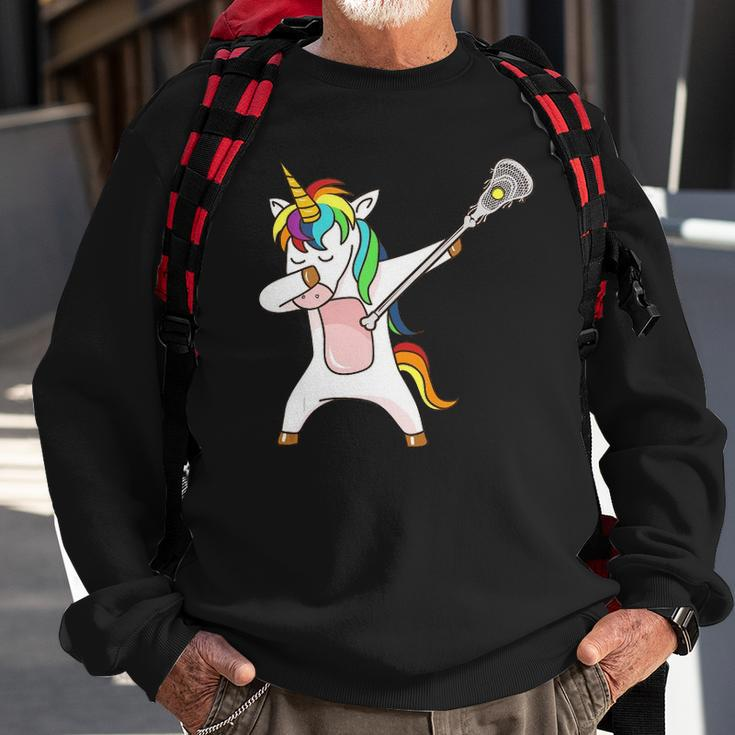 Funny Lacrosse Unicorn Dabbing Gift Sweatshirt Gifts for Old Men
