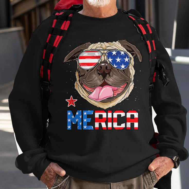 Funny Pug 4Th Of July Merica Mens Womens Kids American Flag Sweatshirt Gifts for Old Men