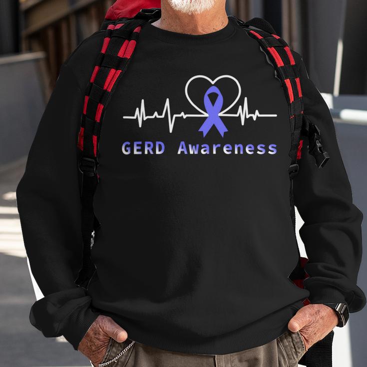 Gerd Awareness Heartbeat Periwinkle Blue Ribbon Gastroesophageal Reflux Disease Gerd Awareness Sweatshirt Gifts for Old Men