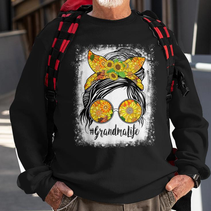 Grandma Life Bleached Grandma Life Sunflower Messy Bun Sweatshirt Gifts for Old Men