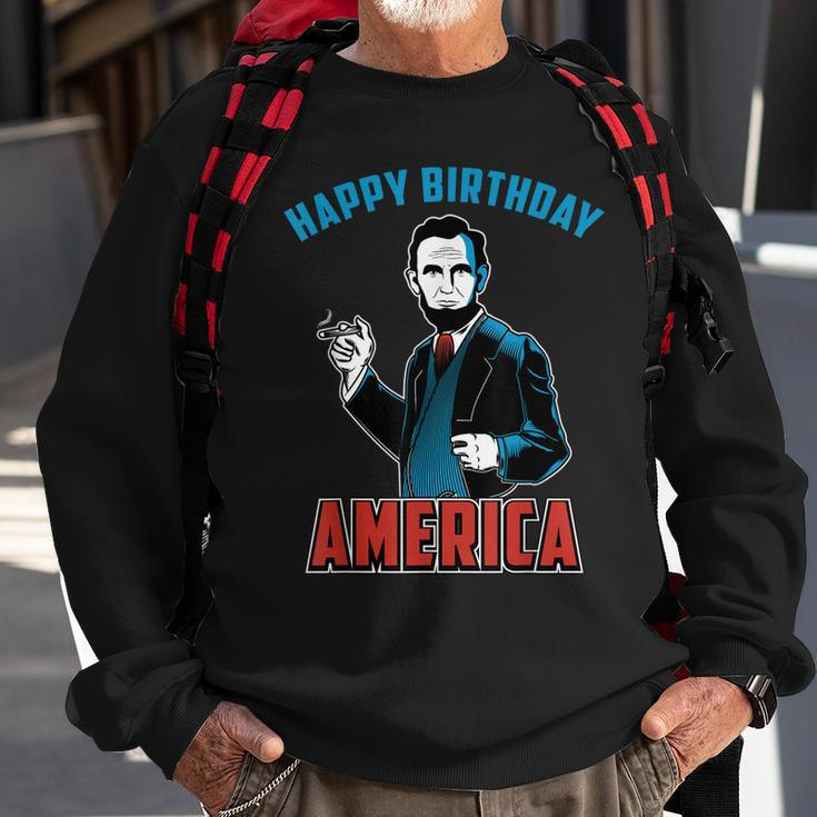 Happy Birthday America Abe Lincoln Fourth Of July Sweatshirt Gifts for Old Men