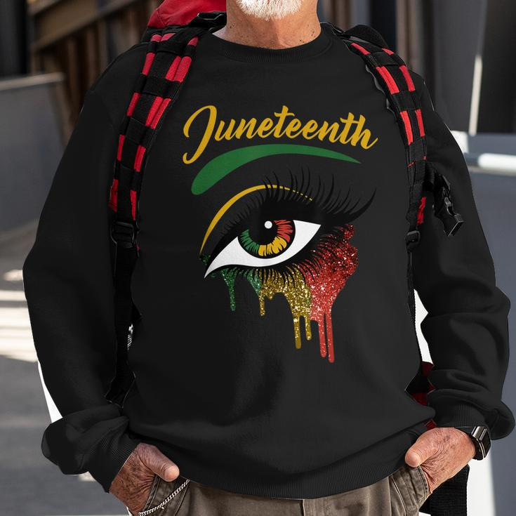 Happy Juneteenth 1865 Bright Eyes Melanin Retro Black Pride Sweatshirt Gifts for Old Men