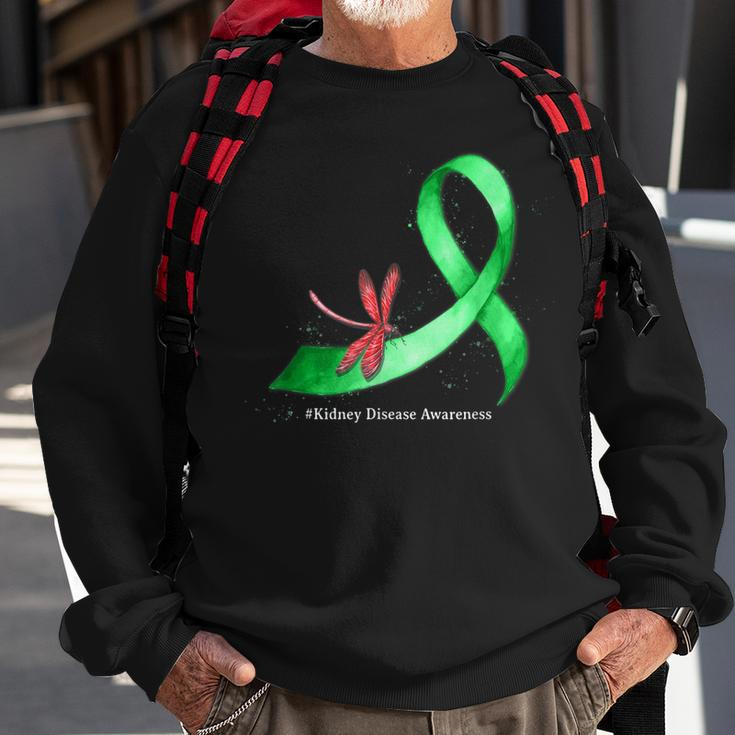 Hippie Dragonfly Green Ribbon Kidney Disease Awareness Sweatshirt Gifts for Old Men