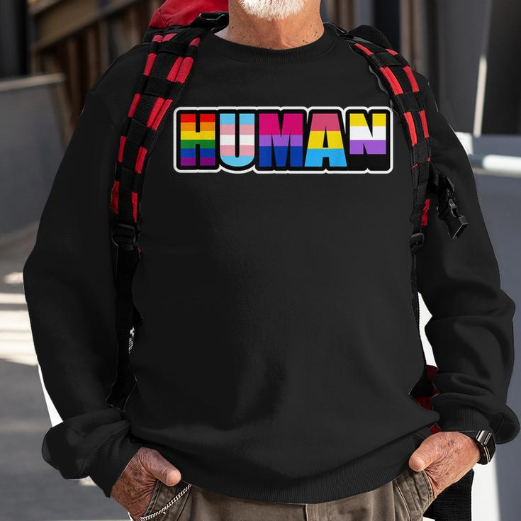 Human Lgbt Flag Gay Pride Month Transgender Sweatshirt Gifts for Old Men