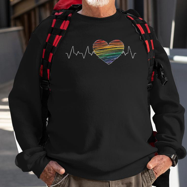 Human Rights Equality Gay Pride Month Heartbeat Lgbt Sweatshirt Gifts for Old Men